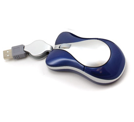 USB Optical Mouse with SD/MMC Card Reader, Retractable Cord